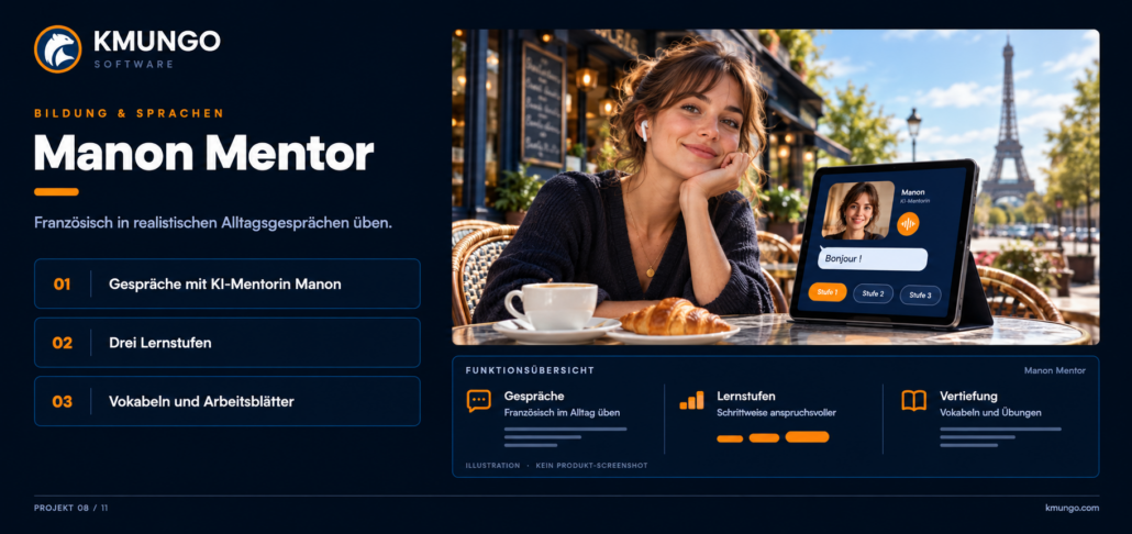 Manon Mentor: Französisch üben in realistischen Alltagsgesprächen
